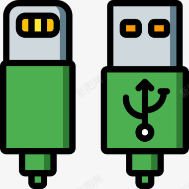 Usb电缆pc组件5线性颜色图标图标