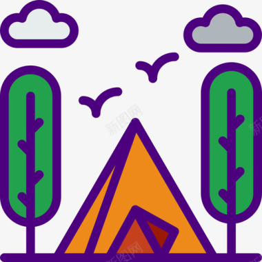 露营旅行154线性颜色图标图标