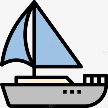 帆船夏季47线性颜色图标图标