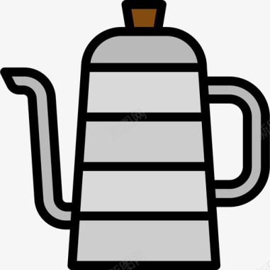 水壶咖啡店70线性颜色图标图标