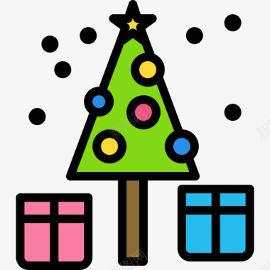 圣诞树假日27线形颜色图标图标