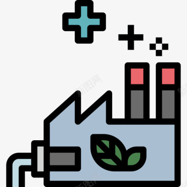 工厂生态133线性颜色图标图标