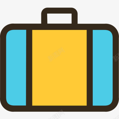 行李箱夏季42线性颜色图标图标