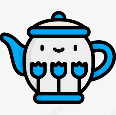 茶壶荷兰8线性颜色图标图标