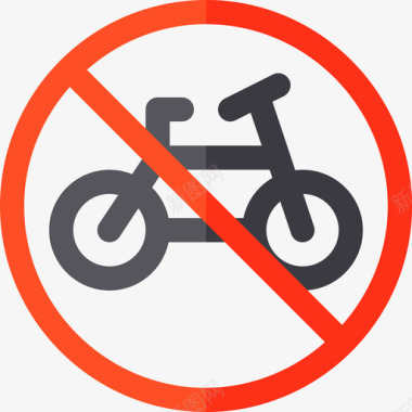 禁止自行车信号灯和禁令3平坦图标图标