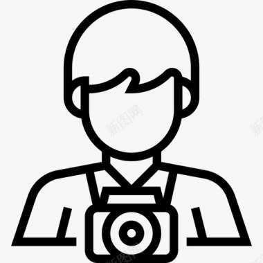 摄影师相机和配件3线性图标图标
