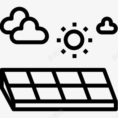 太阳能电池板ai4线性图标图标