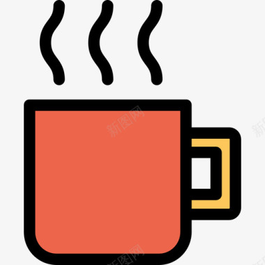 咖啡杯野营63线形橙色图标图标