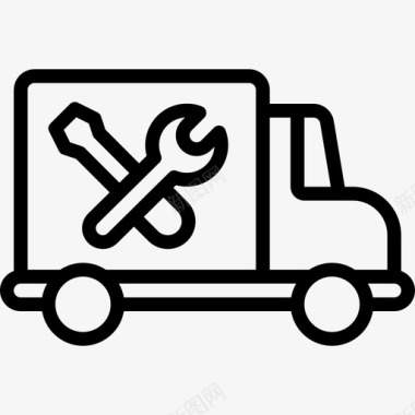 送货卡车技术支持21线性图标图标