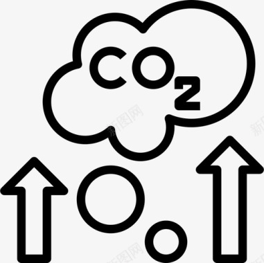 二氧化碳重工业和电力工业线性图标图标