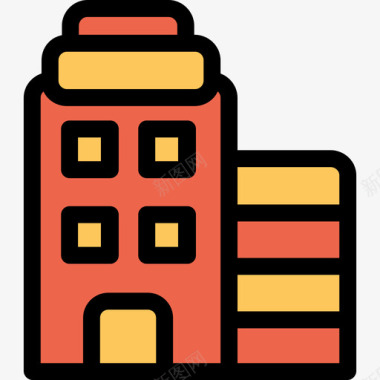 47栋线性建筑橙色购物中心图标图标