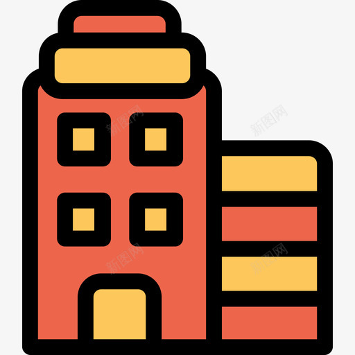 47栋线性建筑橙色购物中心图标svg_新图网 https://ixintu.com 47栋线性建筑 橙色购物中心