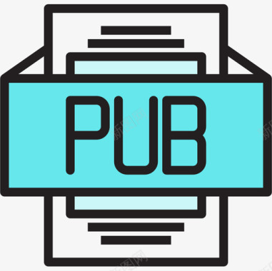 Pub文件类型2线性颜色图标图标