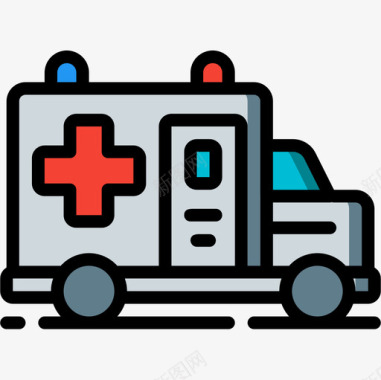 救护车医疗设备5线性颜色图标图标