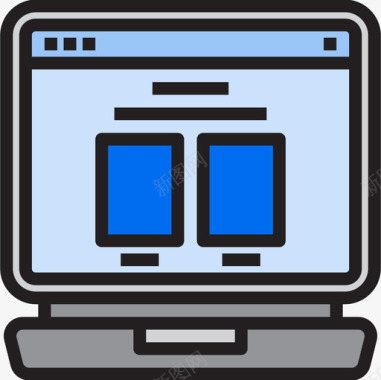 列笔记本电脑浏览器3线性颜色图标图标