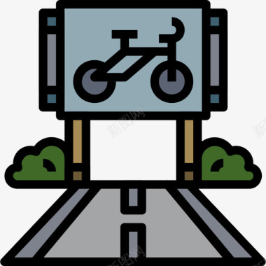 自行车城市元素31线性颜色图标图标