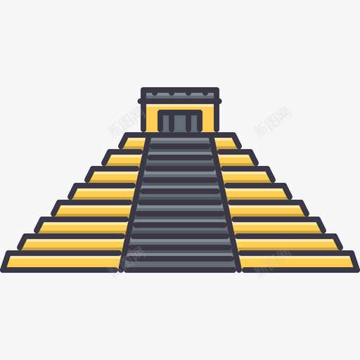 玛雅金字塔城市21颜色图标svg_新图网 https://ixintu.com 城市21 玛雅金字塔 颜色