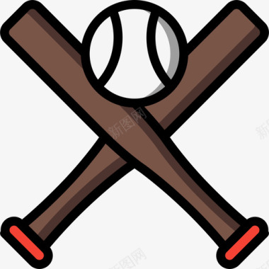 棒球体育和游戏6线性颜色图标图标
