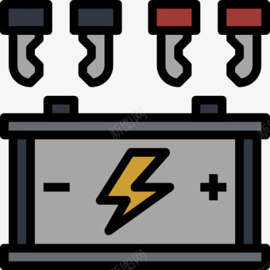 电池汽车服务18线性颜色图标图标
