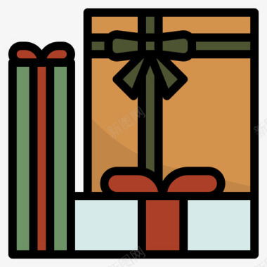 礼物圣诞116线性颜色图标图标