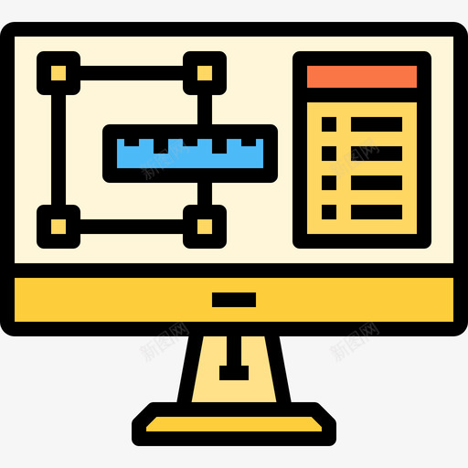 显示器图形元素2线颜色图标svg_新图网 https://ixintu.com 图形元素2 显示器 线颜色