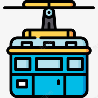 缆车车厢行程148线性颜色图标图标