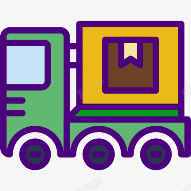 卡车汽车零件车辆2线性颜色图标图标