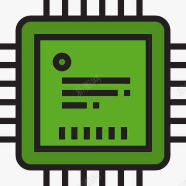 处理器计算机硬件线性颜色图标图标