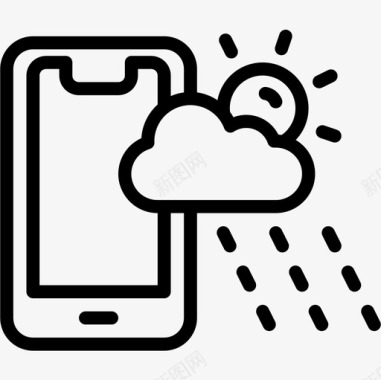 智能手机天气151线性图标图标