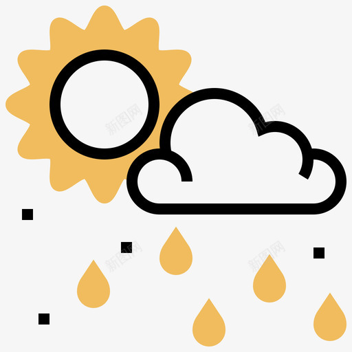 下雨153号天气黄影图标svg_新图网 https://ixintu.com 153号天气 下雨 黄影