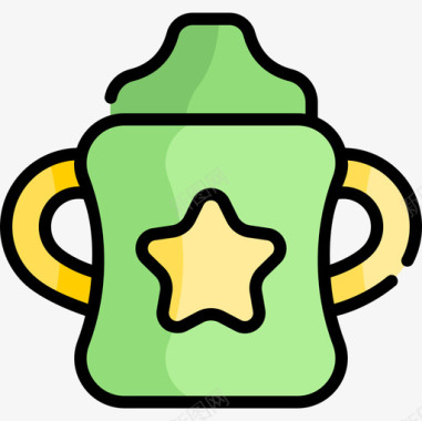 婴儿奶瓶婴儿淋浴5线性颜色图标图标