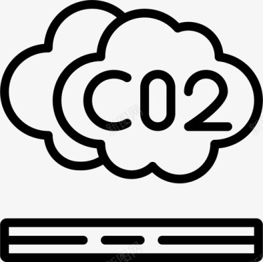 二氧化碳自然灾害9线性图标图标