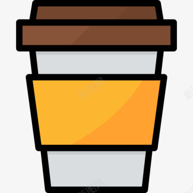 咖啡休息时间办公室84线性颜色图标图标