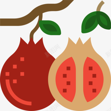 石榴水果和蔬菜扁石榴图标图标
