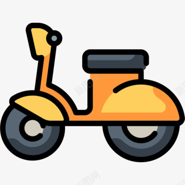踏板车运输90线性颜色图标图标