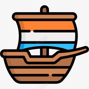 荷兰8号船线型颜色图标图标