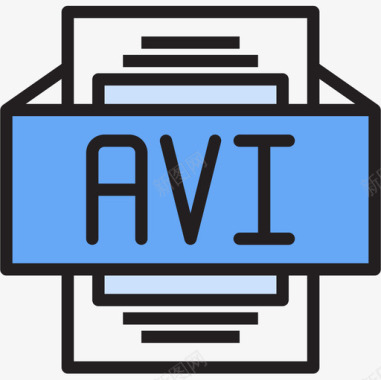 Avi文件类型2线性颜色图标图标