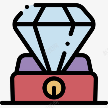 钻石生日57线性颜色图标图标
