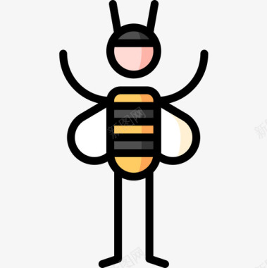 蜜蜂万圣节服装派对2线性颜色图标图标