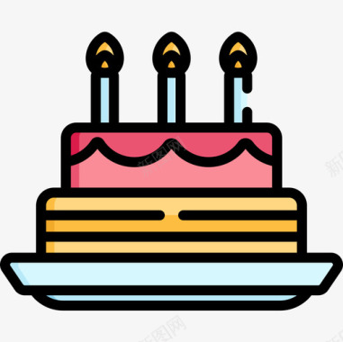 生日蛋糕糖果店13线性颜色图标图标
