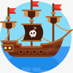 平底船海盗船海盗25平底船图标高清图片