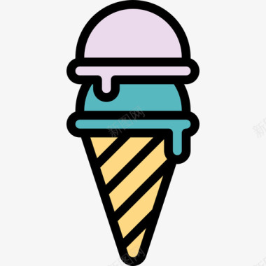 冰淇淋甜点和甜点2线性颜色图标图标