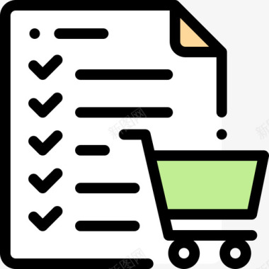 购物清单电子商务70线性颜色图标图标