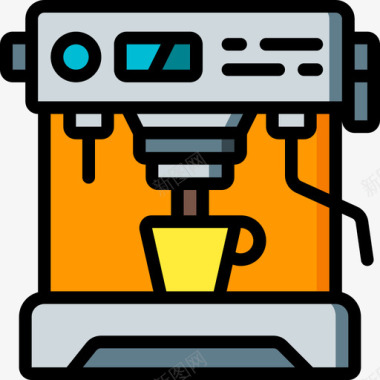 咖啡机咖啡9线性颜色图标图标