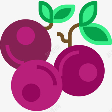 蓝莓水果和蔬菜扁桃图标图标