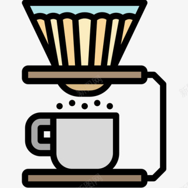 滴水咖啡店70线性颜色图标图标