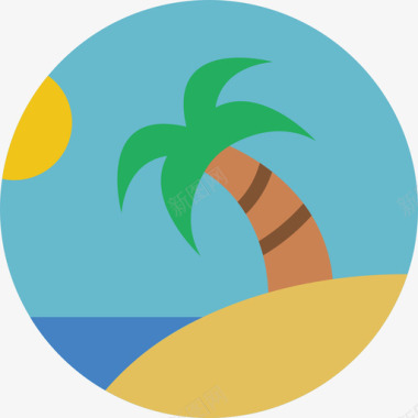 棕榈树夏季时间3平坦图标图标