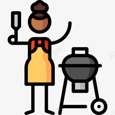 木炭色烧烤10线性颜色图标图标
