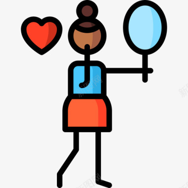 自恋人际关系和情感2线性色彩图标图标