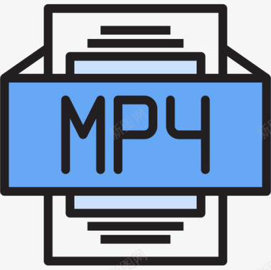 Mp4文件类型2线性颜色图标图标